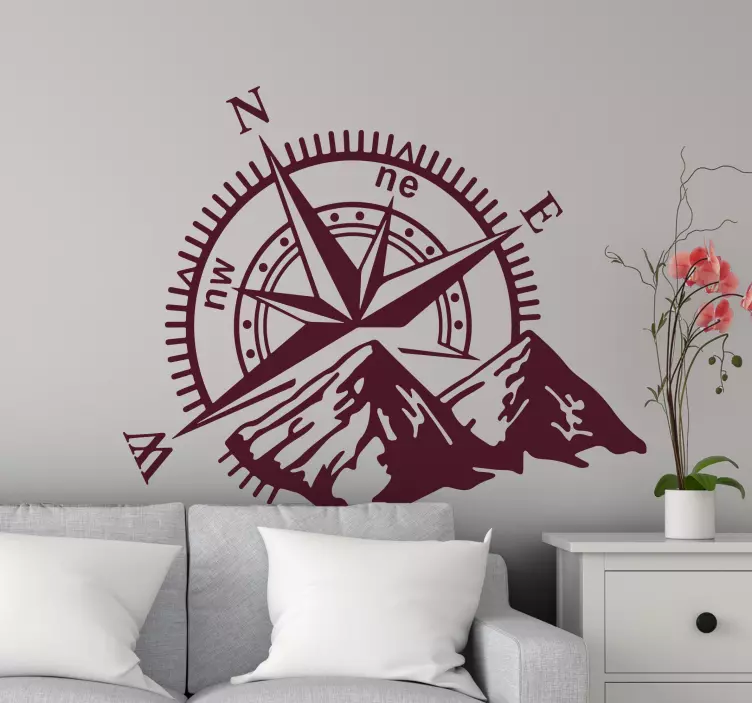 Mountain Compass Decor location sticker - TenStickers