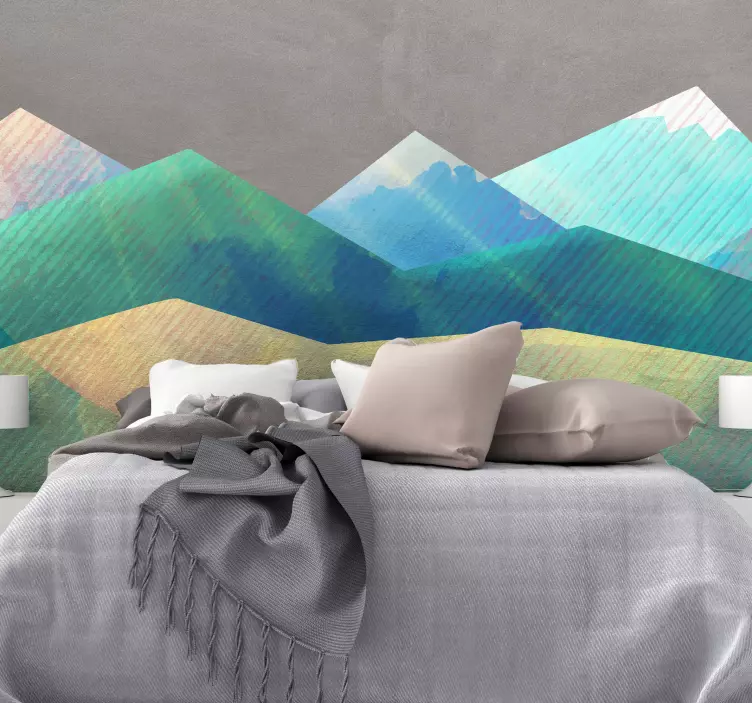 mountains minimalist pattern headboard sticker - TenStickers
