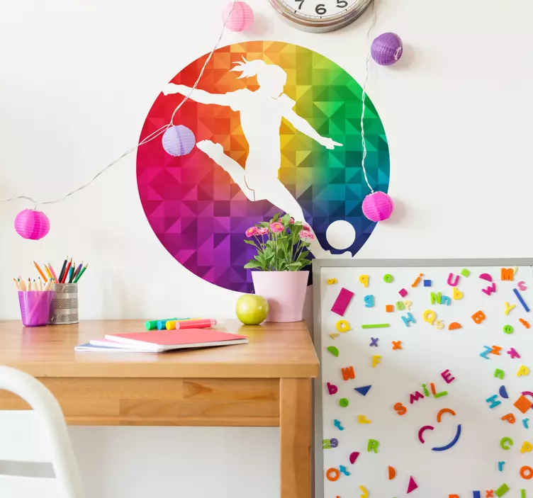 Multicolor women's football player sticker - TenStickers