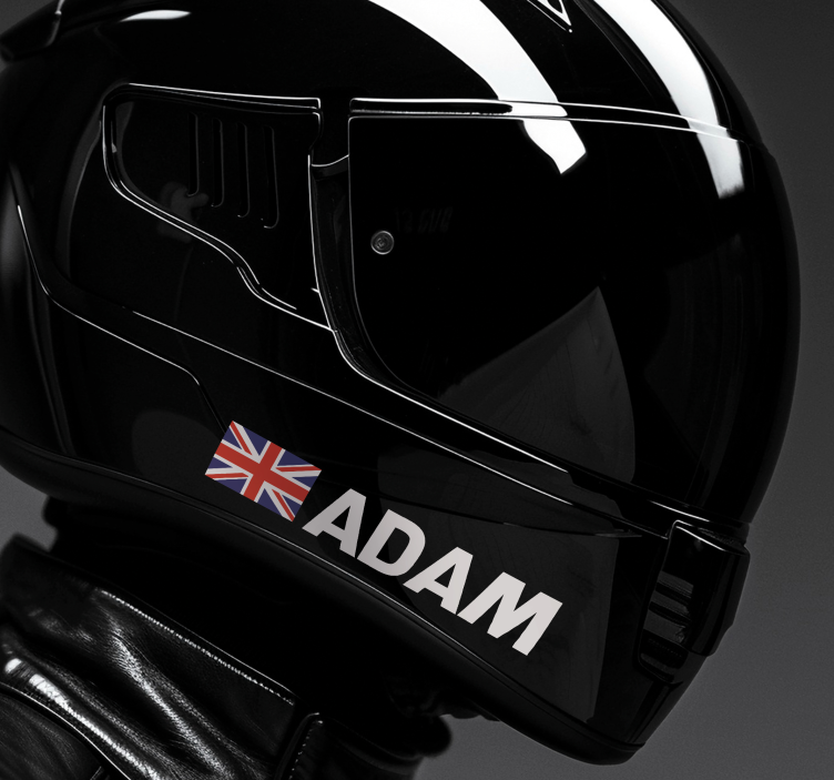 Name with flag design motorcycle sticker - TenStickers