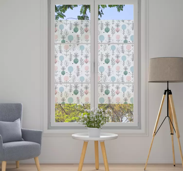 Nordic style flowers window sticker - TenStickers