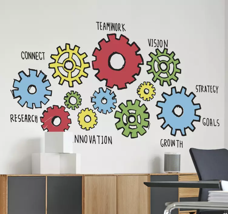 Cogs machine office wall decal - TenStickers