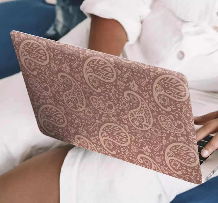 Paisley ornamental pattern laptop sticker - TenStickers