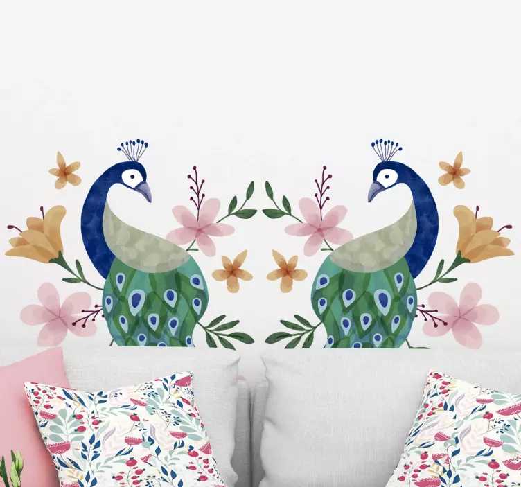 Peacocks` bird wall sticker - TenStickers