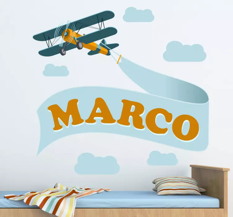 Personalised Biplane Kids Sticker - TenStickers