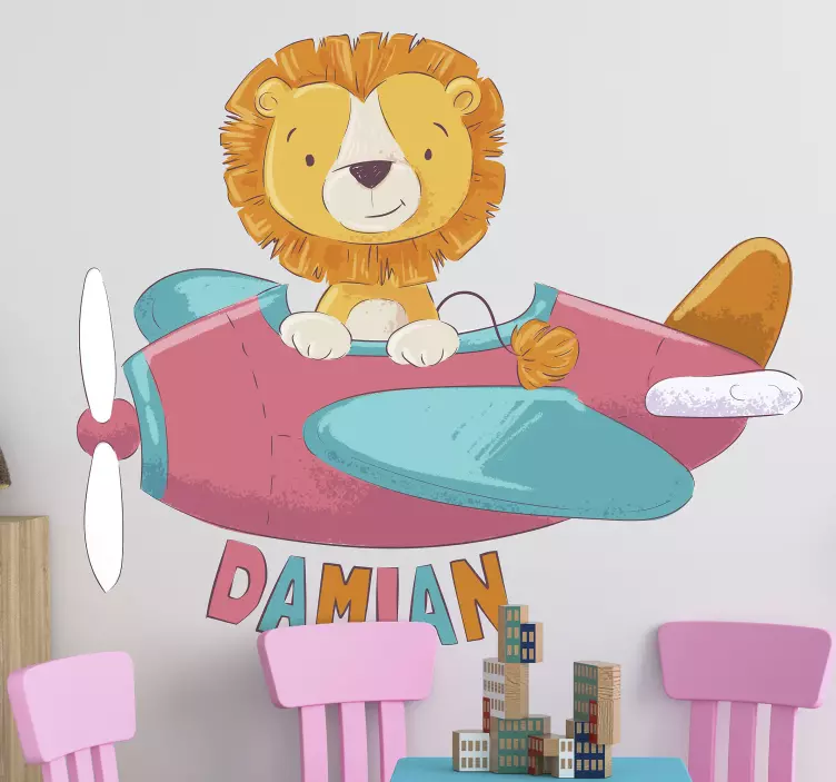 Personalised Lion Kids Wall Sticker - TenStickers