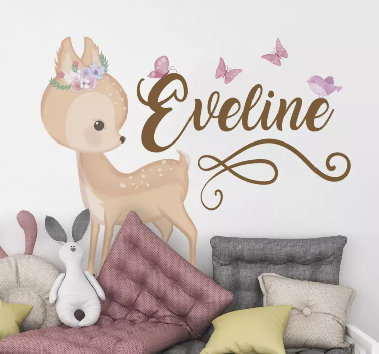 Personnalised deer  illustration sticker - TenStickers