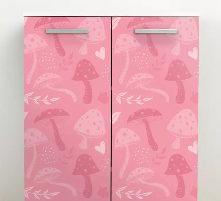 Pink Mushroom Patterns furniture sticker - TenStickers