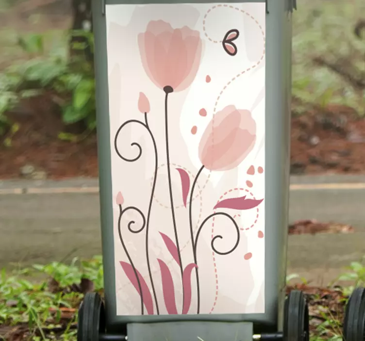 Pink tulips  Container sticker - TenStickers