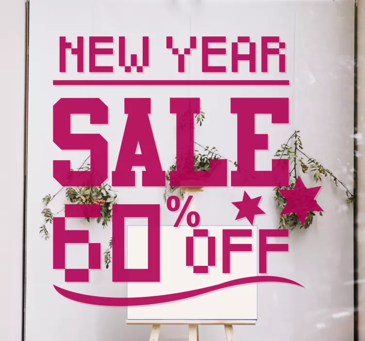 Pixel New Year sale sale sticker - TenStickers