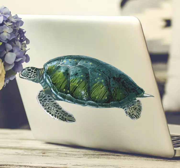 Realistic turtle laptop decal - TenStickers