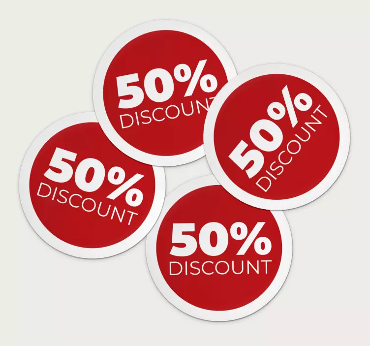 red circular discount in english sale stickers - TenStickers