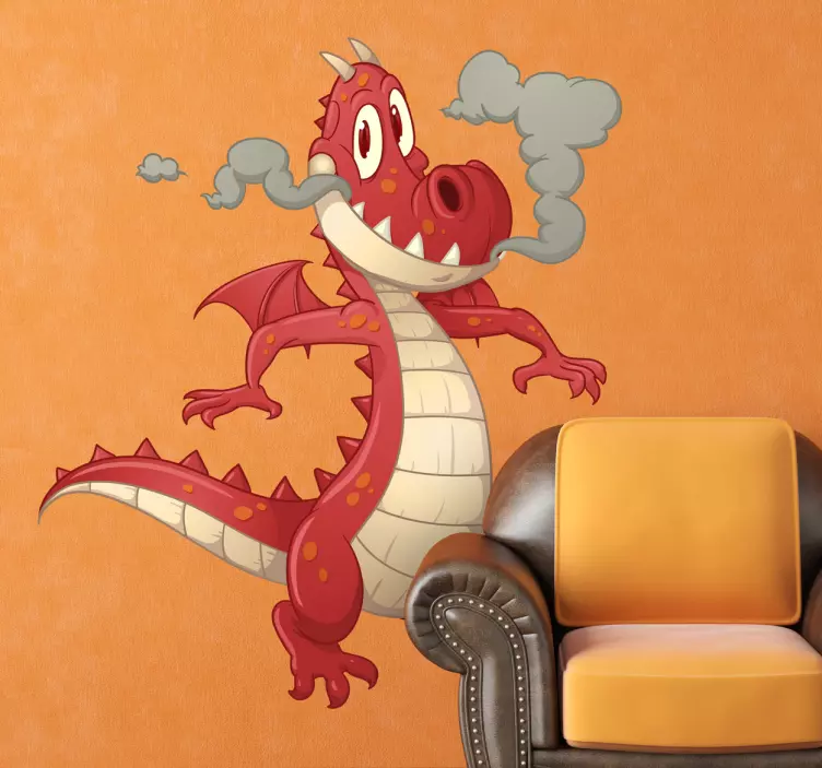 Red dragon kids dinosaur wall sticker - TenStickers
