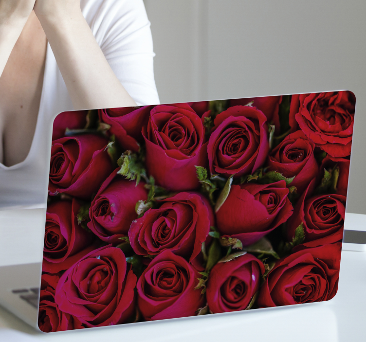 Red floral  laptop vinyl decal - TenStickers