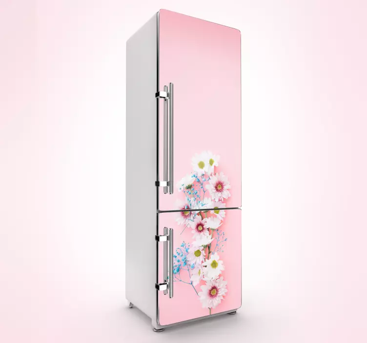 Rose floral with pink background  fridge sticker - TenStickers