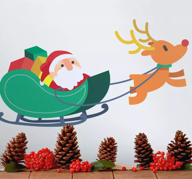 Christmas sticker santa's sleigh ride - TenStickers
