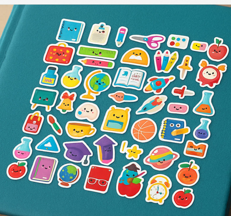 School set elements sticker illustration - TenStickers