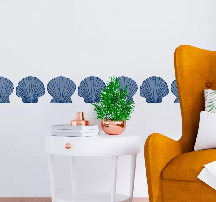 Seashell Blue Tones BORDER Shell Stickers - TenStickers