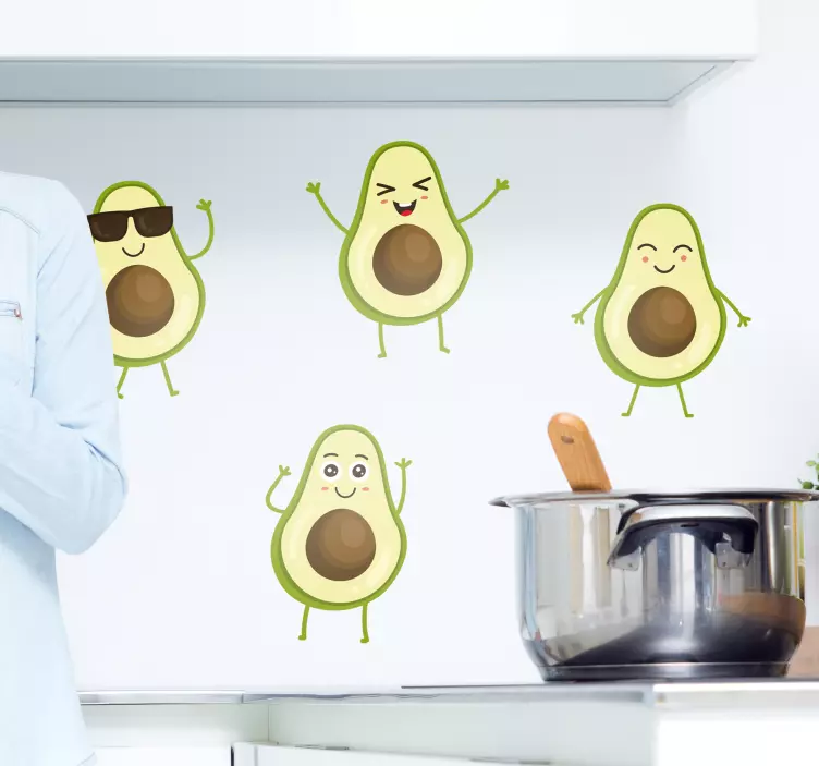 Set funny avocados fruit decal - TenStickers