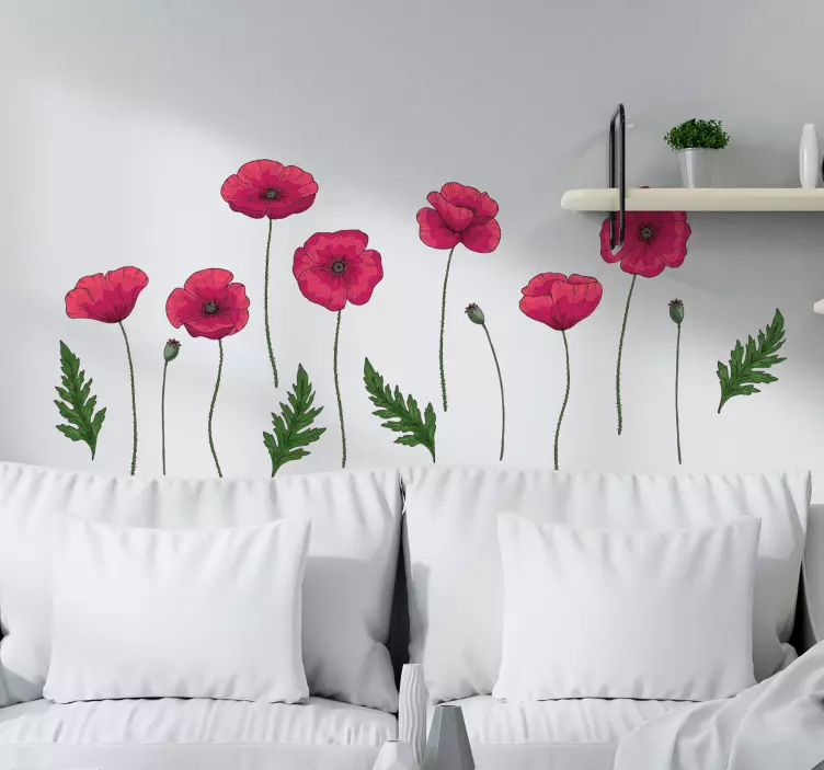 Set of poppies flower wall sticker - TenStickers