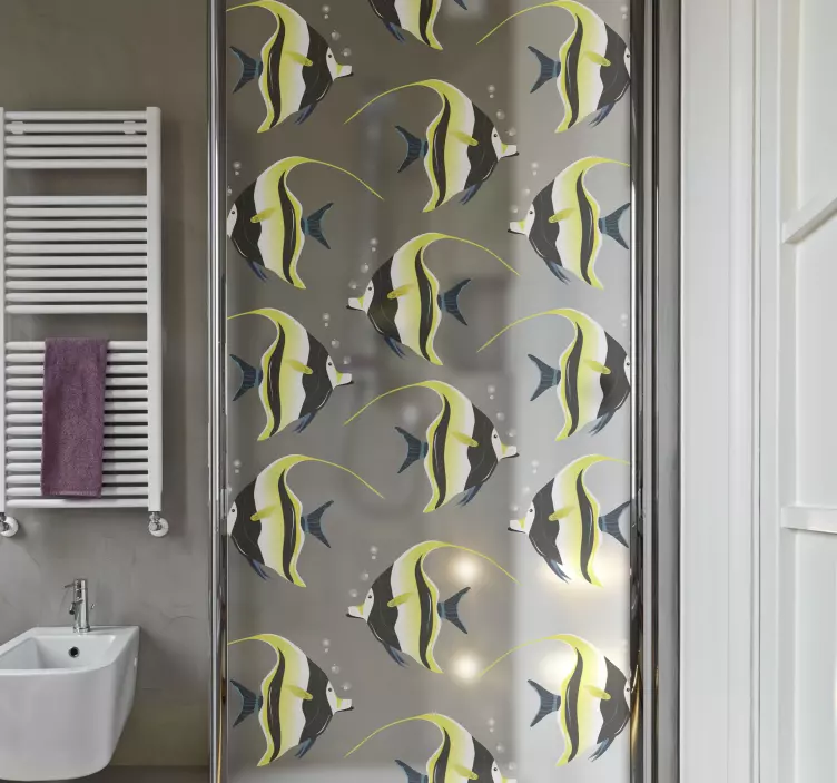 Shower screen sticker vibrant fish designs - TenStickers