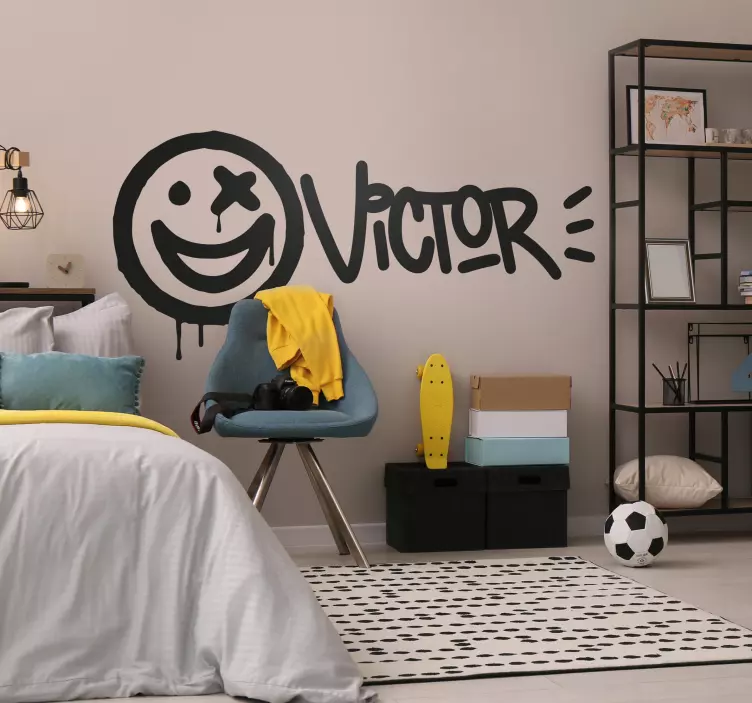 "smiley" name urban wall decal - TenStickers