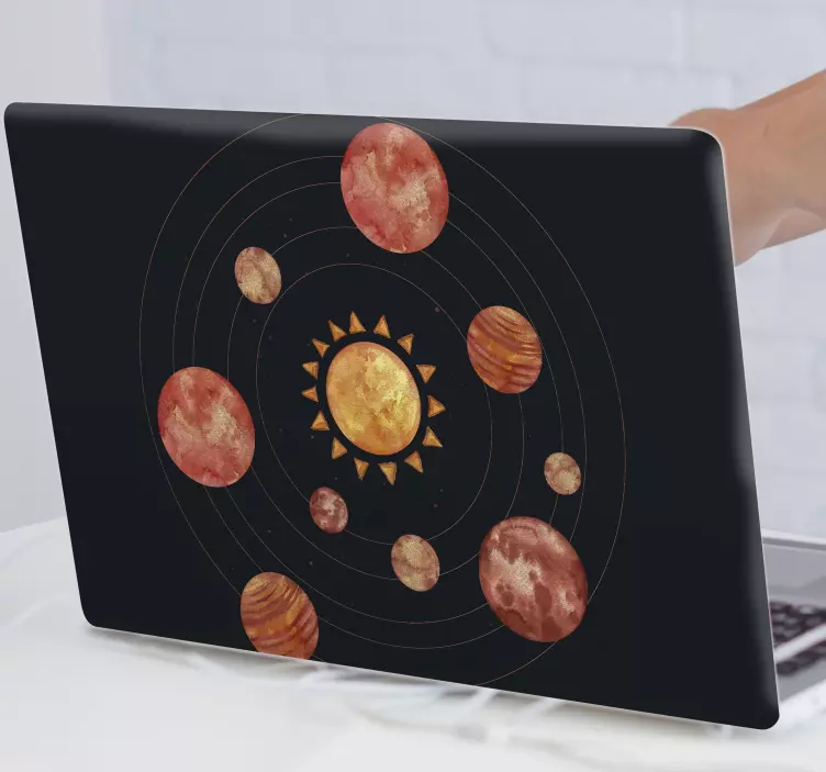Solar system orange watercolor laptop skins - TenStickers