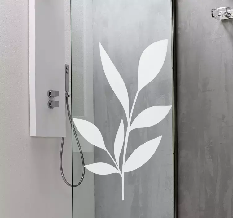 Solid plant with leaves shower screen sticker - TenStickers