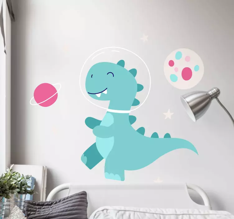 Space and the moon with dinosaur wall sticker - TenStickers