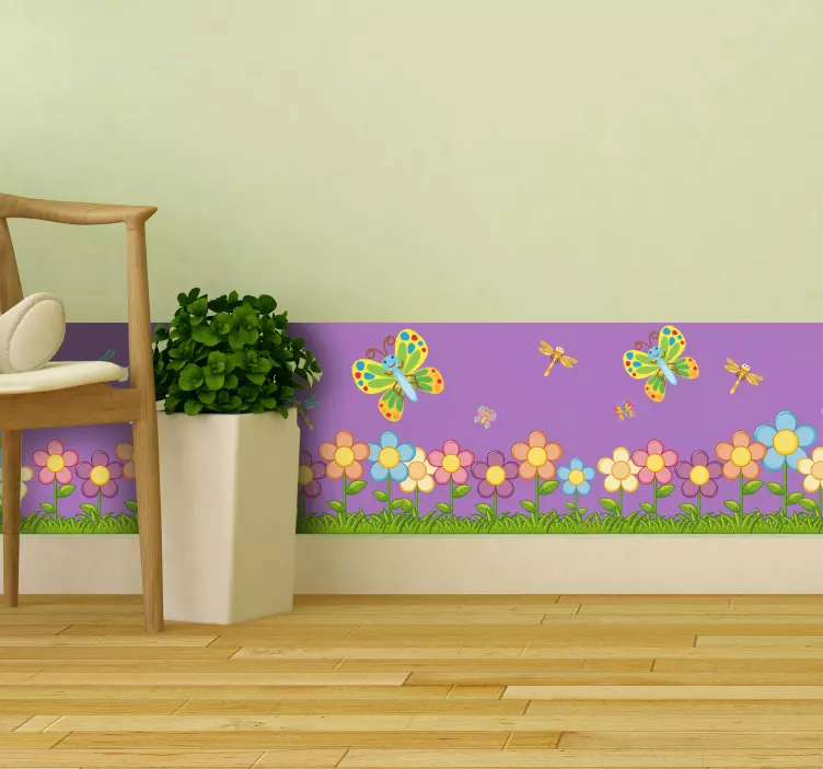 Spring flowers skirting border sticker - TenStickers