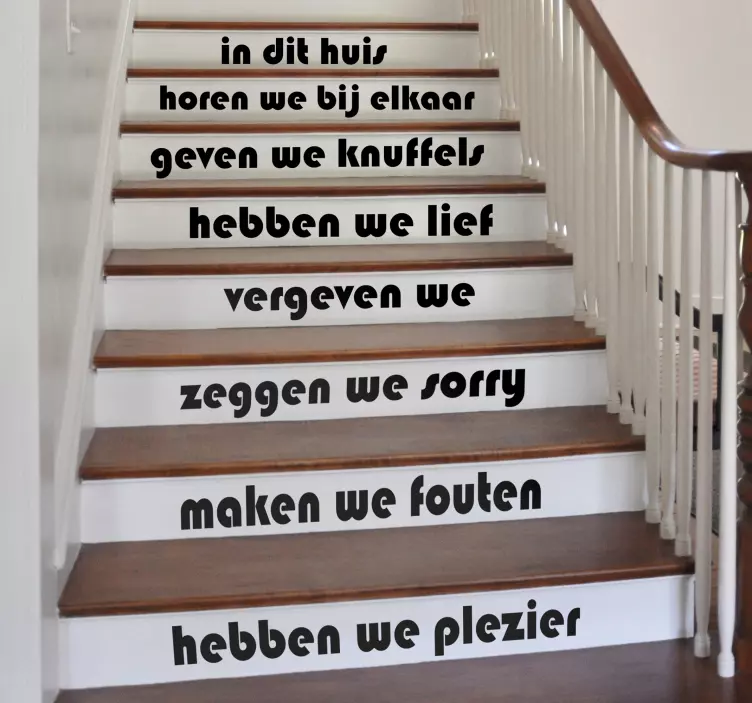stairs in this house home text wall sticker - TenStickers