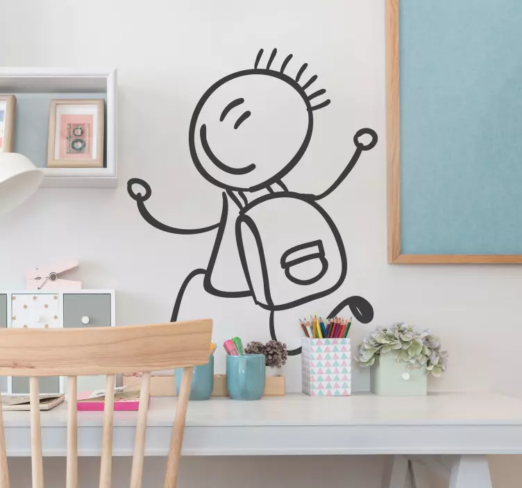 Student with School Bag Kids Sticker - TenStickers