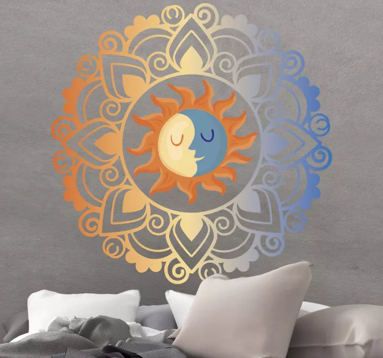 Sun and moon mandala floral wall sticker - TenStickers