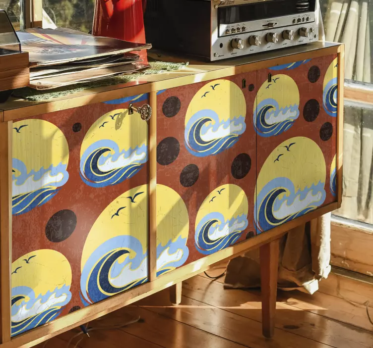 Sun, beach and wave  furniture sticker - TenStickers