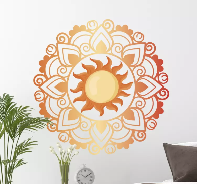 Sun mandala floral wall sticker - TenStickers