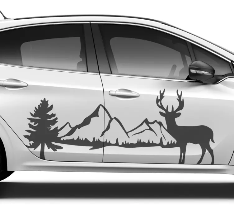 Switzerland mountains with deer window sticker - TenStickers