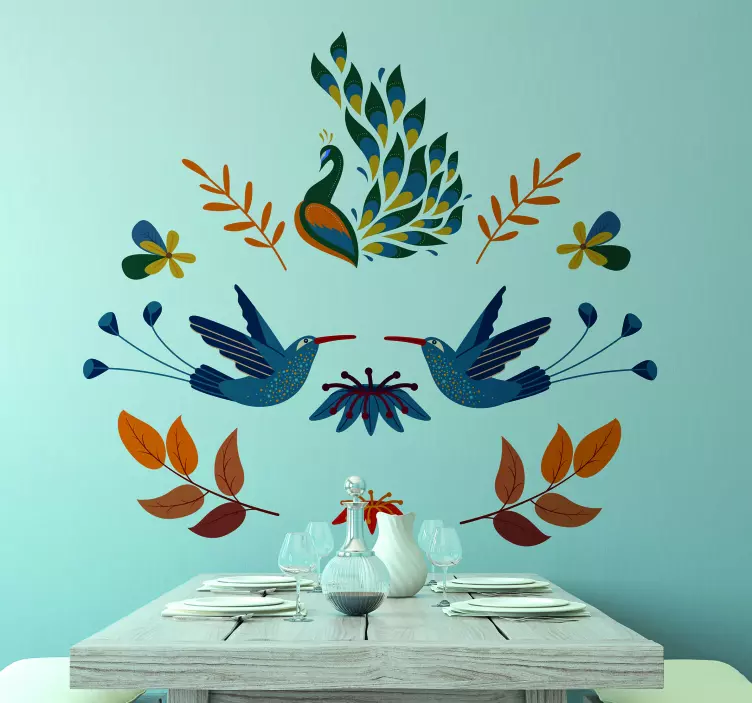 Tengango style animals and plants bird sticker - TenStickers