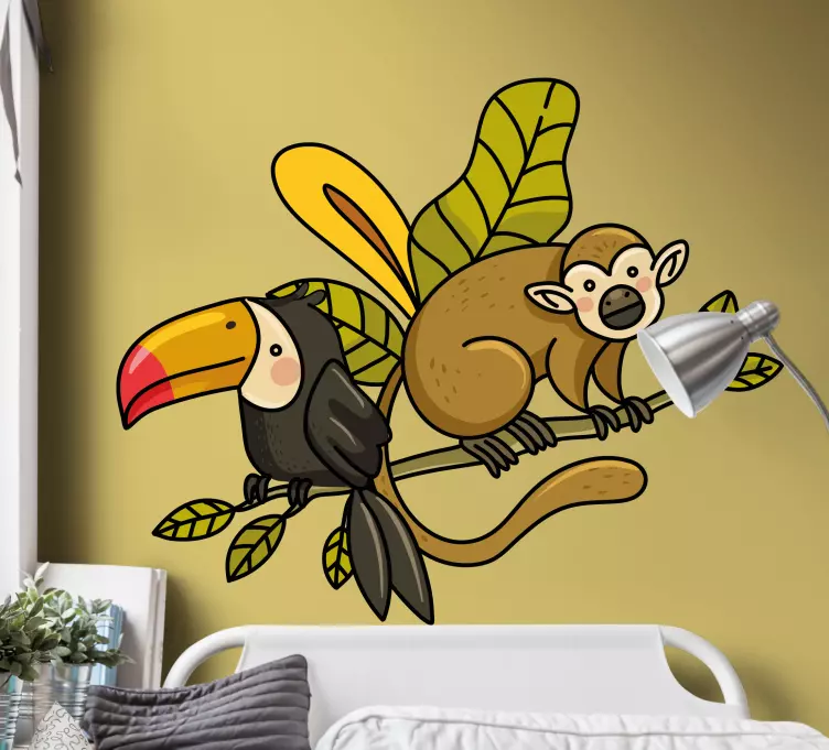 Toucan and Monkey animal wall decor - TenStickers