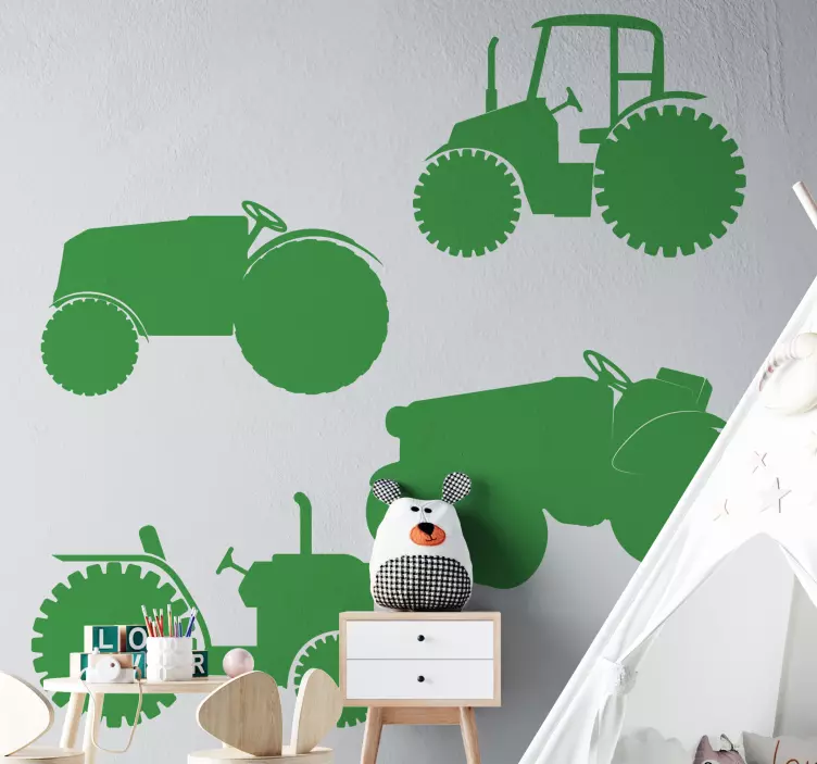 Tractor silhouette pack toy sticker - TenStickers