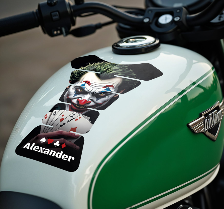 Villain with poker cards motorcycle sticker - TenStickers