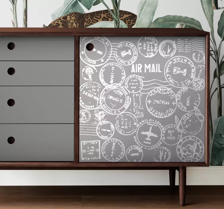 Vintage travel stamp pattern furniture sticker - TenStickers