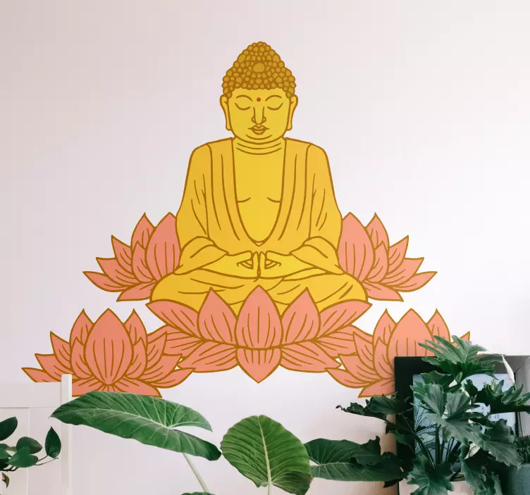 Wall decal lotus buddha statue - TenStickers