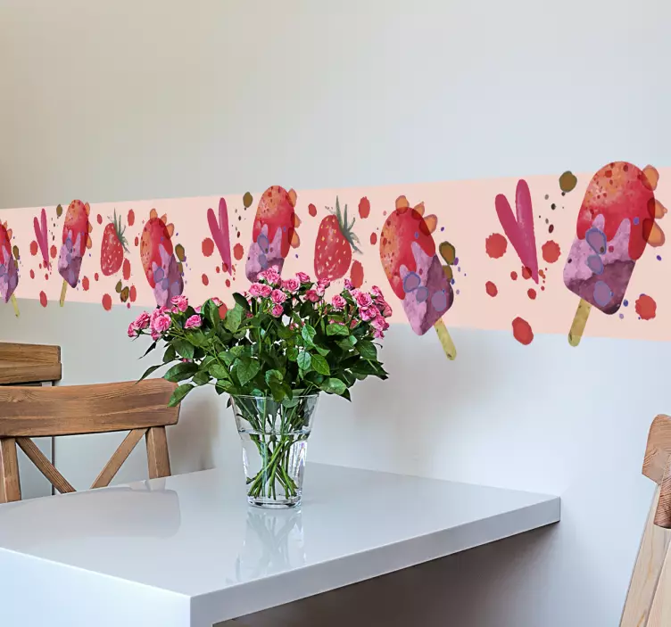 Watercolor drawings wall border sticker - TenStickers