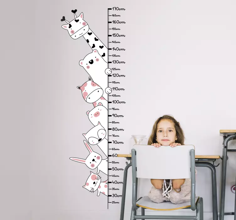wild animals meter height chart wall sticker - TenStickers