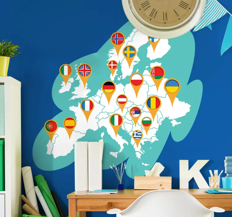World map Europe world map wall sticker - TenStickers