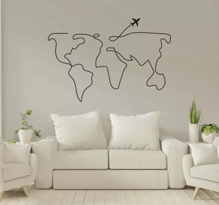 World map plane world map wall sticker - TenStickers