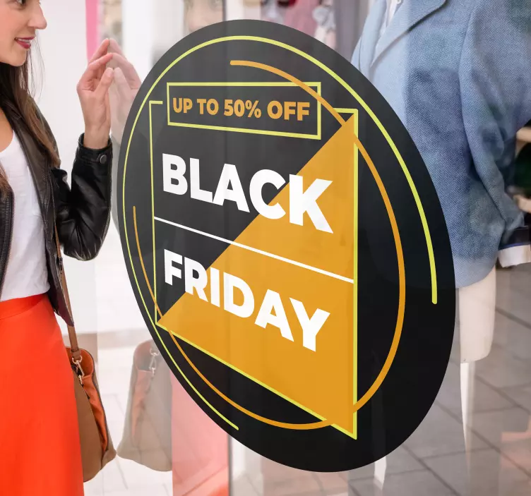 Yellow and black circle Black Friday stickers - TenStickers