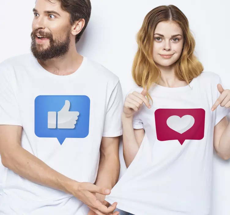Social media match couple t shirts - TenStickers