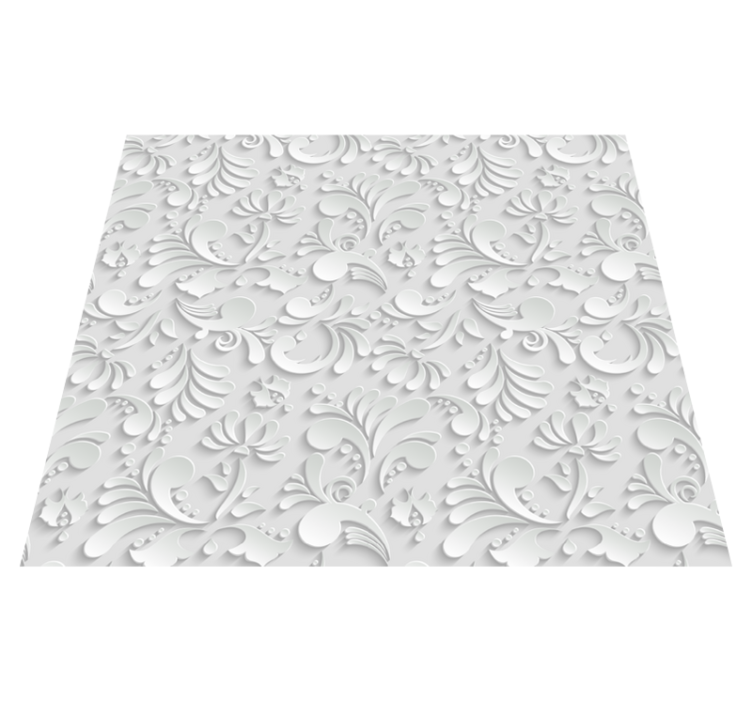 3D floral pattern white  vinyl rug - TenStickers