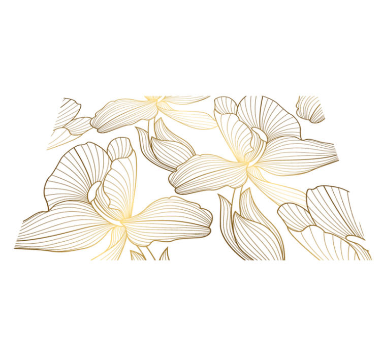 Golden flowers white  vinyl rug - TenStickers